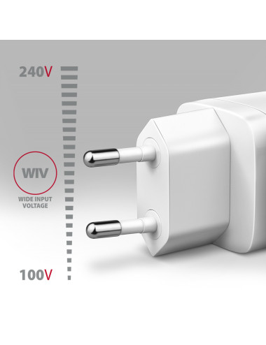 AXAGON Wallcharger 2x port (USB-A + USB-C), 20W | ACU-PQ20W