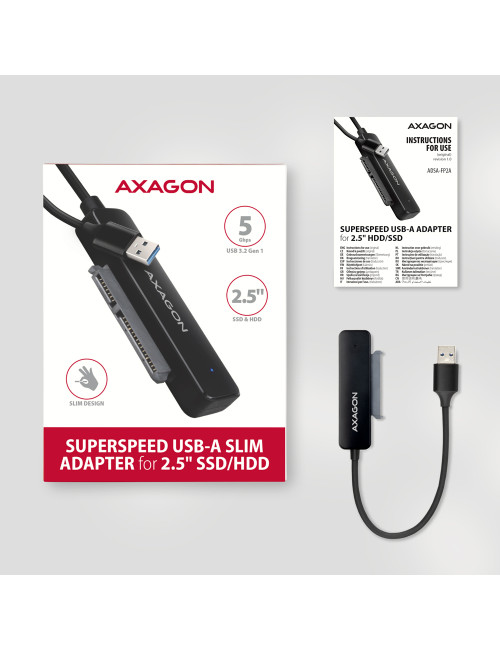 AXAGON USB-A 5Gbps SLIM adapter for 2.5" SSD/HDD | ADSA-FP2A