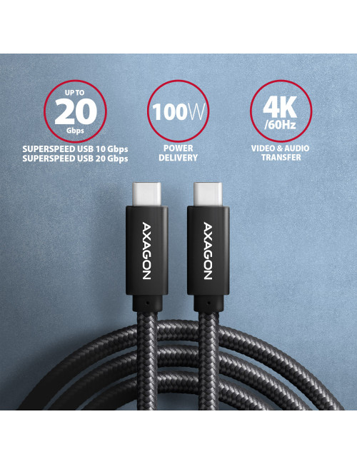 AXAGON Data and charging USB 2.0 cable | BUCM32-CM10AB | USB Type-C to USB Type-C