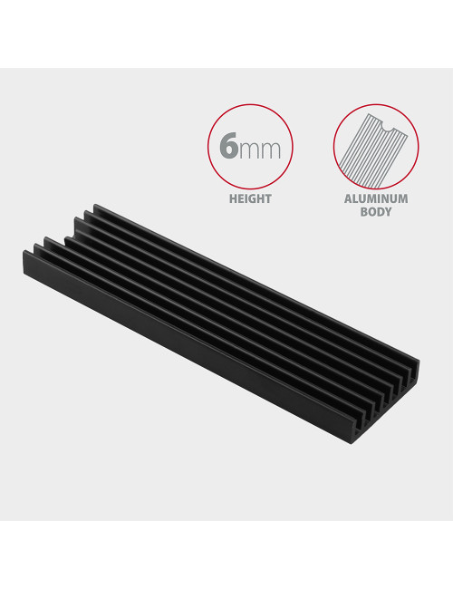 AXAGON Passive aluminum heatsink for all M.2 SSDs, size 2280, high 6 mm | CLR-M2L6