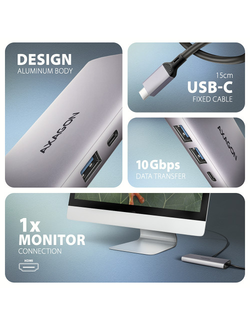 AXAGON Multi port USB-C 10Gbps hub | HMC-6G2L