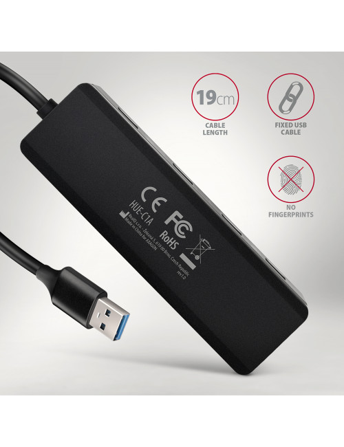 AXAGON Travel four-port USB-A 5Gbps hub | HUE-C1A