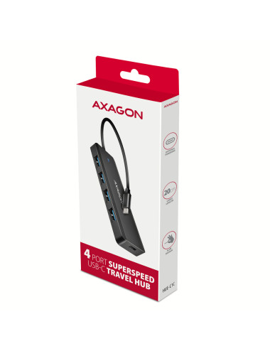 AXAGON Travel four-port USB-C 5Gbps hub | HUE-C1C