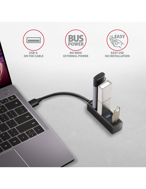 AXAGON Miniature metal four-port USB 3.2 Gen 1 hub | HUE-M1A