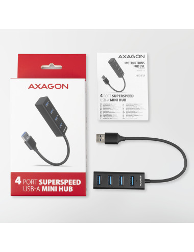 AXAGON Miniature metal four-port USB 3.2 Gen 1 hub | HUE-M1A