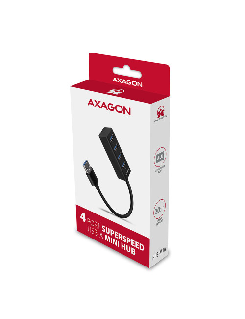 AXAGON Miniature metal four-port USB 3.2 Gen 1 hub | HUE-M1A