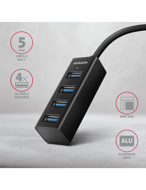 AXAGON Miniature metal four-port USB 3.2 Gen 1 hub | HUE-M1AL