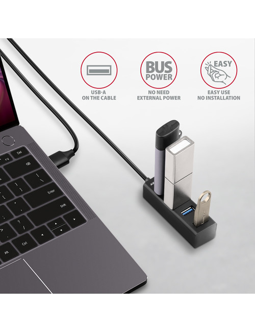 AXAGON Miniature metal four-port USB 3.2 Gen 1 hub | HUE-M1AL