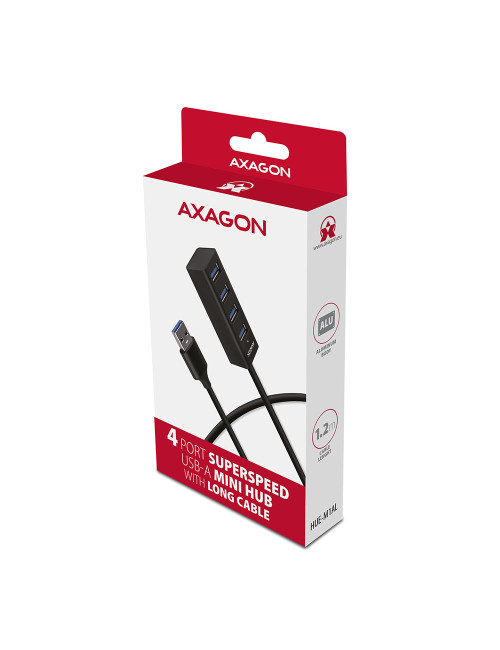 AXAGON Miniature metal four-port USB 3.2 Gen 1 hub | HUE-M1AL