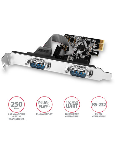 AXAGON PCI-Express card with two 250 kbps serial ports | PCEA-S2N