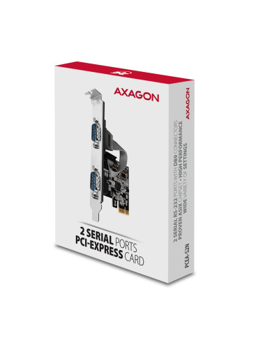 AXAGON PCI-Express card with two 250 kbps serial ports | PCEA-S2N