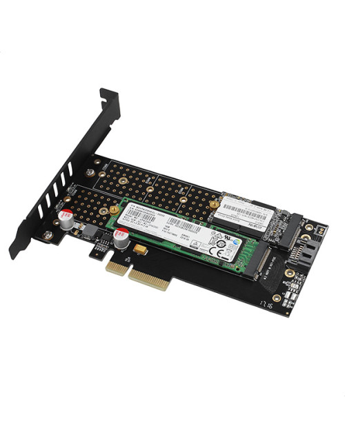 AXAGON PCI-Express x4 adapter to connect up to two M.2 disks to a computer | PCEM2-D