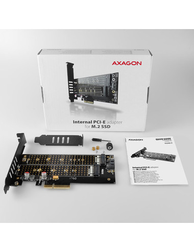 AXAGON PCI-Express x4 adapter to connect up to two M.2 disks to a computer | PCEM2-D