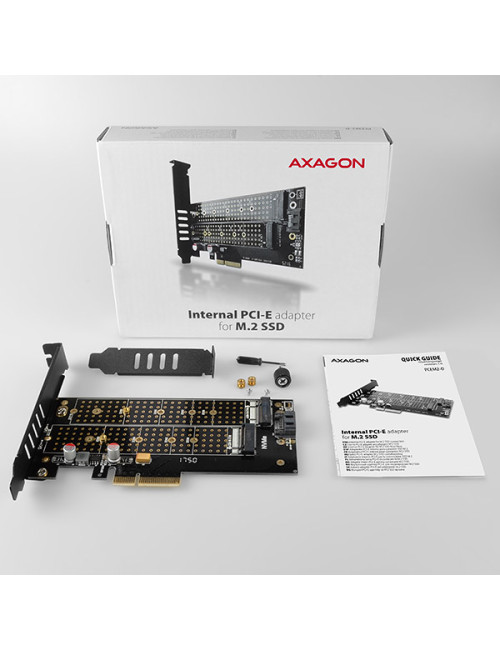 AXAGON PCI-Express x4 adapter to connect up to two M.2 disks to a computer | PCEM2-D