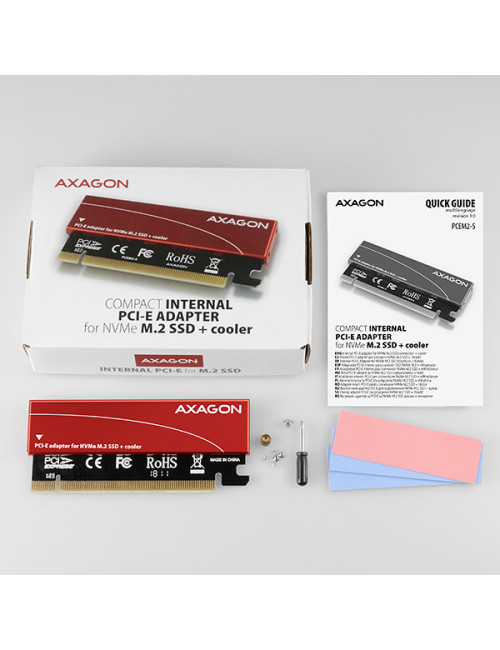 AXAGON PCI-Express x16 internal adapter to connect an NVMe M.2 SSD to a desktop | PCEM2-S