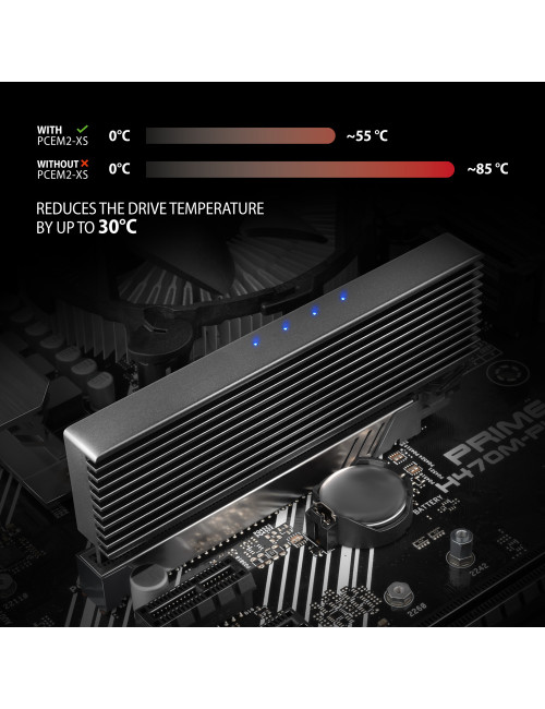 AXAGON PCI-Express x16 adapter with cooler for connecting an NVMe M.2 SSD drive to a computer | PCEM2-XS