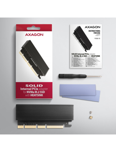 AXAGON PCI-Express x16 adapter with cooler for connecting an NVMe M.2 SSD drive to a computer | PCEM2-XS