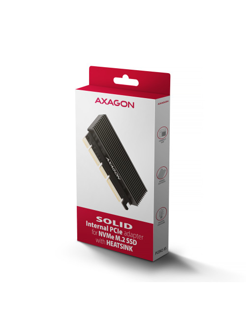 AXAGON PCI-Express x16 adapter with cooler for connecting an NVMe M.2 SSD drive to a computer | PCEM2-XS