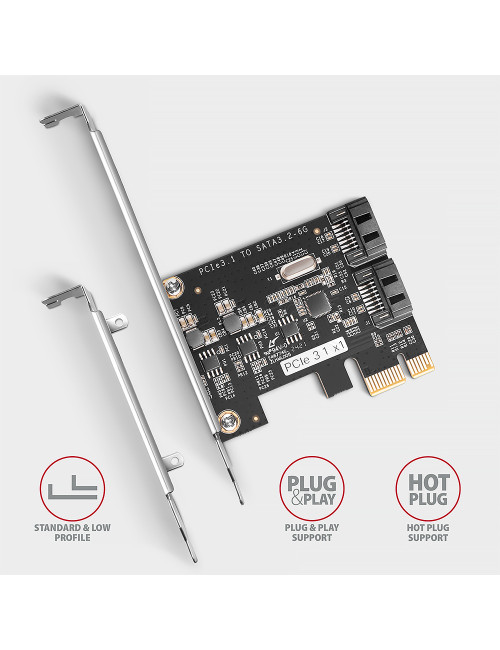 AXAGON Two-channel SATA III PCI-Express controller with two internal SATA port outputs | PCES-SJ2