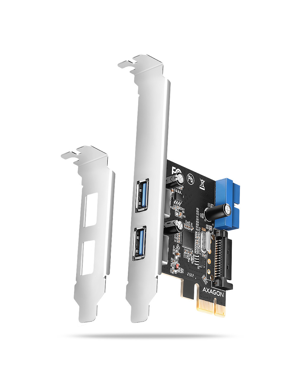 AXAGON PCI-Express card with a pair of internal and a pair of external USB 5Gbps ports | PCEU-232RS