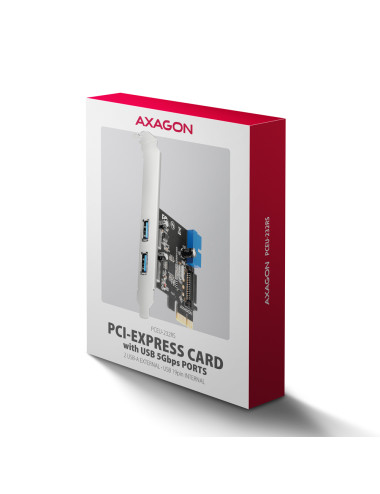 AXAGON PCI-Express card with a pair of internal and a pair of external USB 5Gbps ports | PCEU-232RS