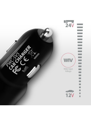 AXAGON Dual car charger, 24W | PWC-5V5