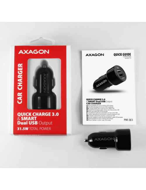 AXAGON Dual car charger, 31.5W | PWC-QC5