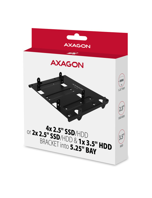 AXAGON Metal frame for mounting four 2.5" disks or two 2.5" disks and one 3.5" disk in a 5.25" position | RHD-435