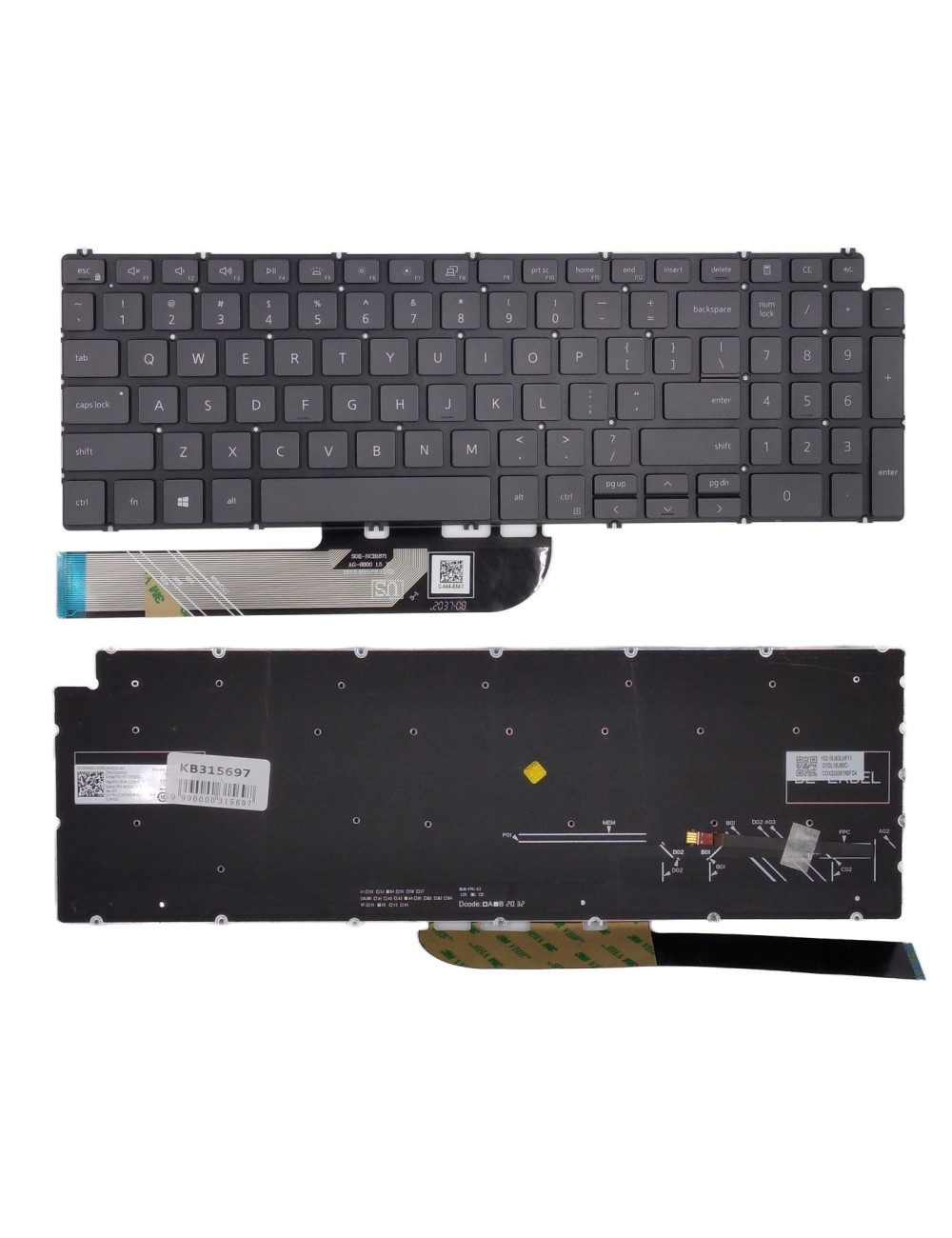 Klaviatūra DELL Inspiron 5584, 5590, 5593, 5594, 5598 su pašvietimu