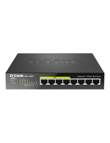 D-Link | 8-Port Gigabit PoE Switch (4xPoE) | DGS-1008P | Unmanaged | Desktop | Power supply type External