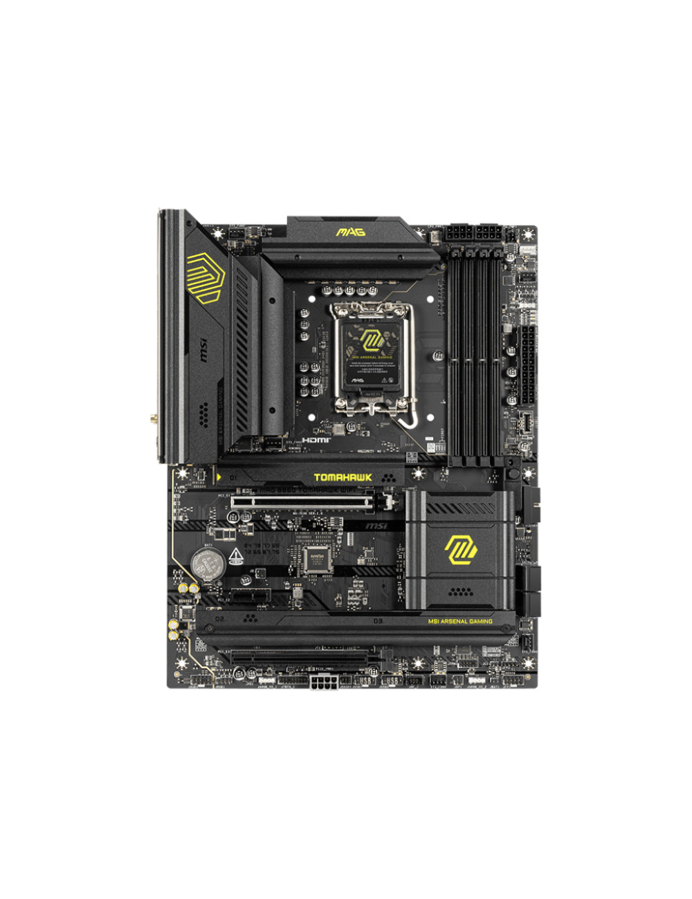 MSI MAG B860 TOMAHAWK WIFI | Processor family Intel | Processor socket LGA1851 | DDR5 | Supported hard disk drive interfaces SAT