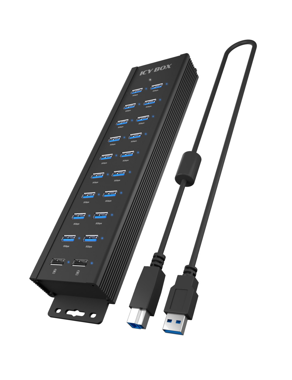 Raidsonic | 20-in-1 USB HUB with power supply, on/off button and mounting brackets | IB-HUB1720-U3