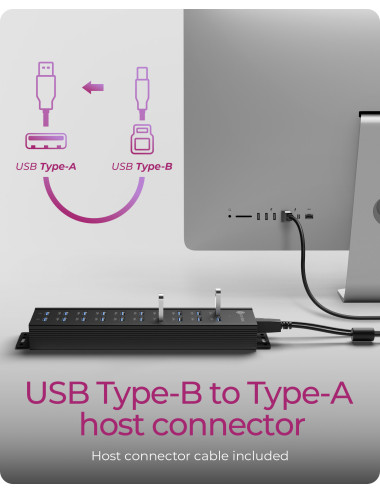 Raidsonic | 20-in-1 USB HUB with power supply, on/off button and mounting brackets | IB-HUB1720-U3