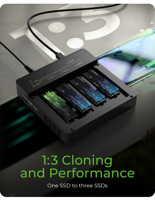 Raidsonic 4-Bays USB4 Duplicator (1:3 clone) for NVMe M.2 SSD | IB-4013MCL-C4