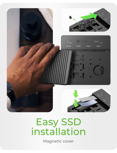Raidsonic 4-Bays USB4 Duplicator (1:3 clone) for NVMe M.2 SSD | IB-4013MCL-C4