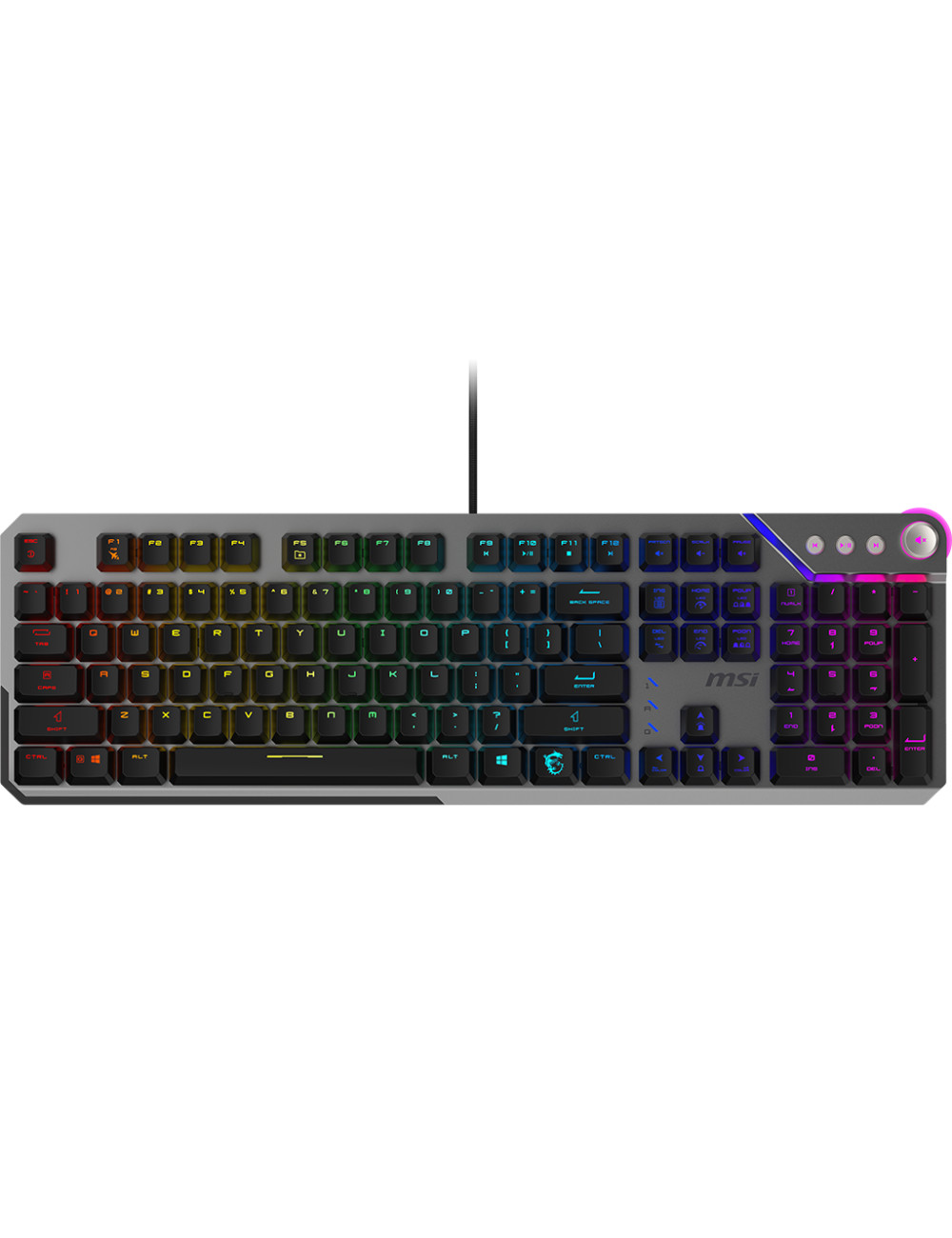 MSI STRIKE 600 SILENT US | Gaming Keyboard | Wired | US | USB 2.0 | KAILH Midnight PRO Silent Tactile