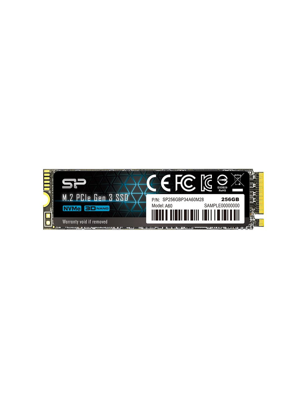 Silicon Power | SSD | P34A60 | 256 GB | Solid-state drive interface PCIe Gen3x4 | Read speed 2200 MB/s | Write speed 1600 MB/s