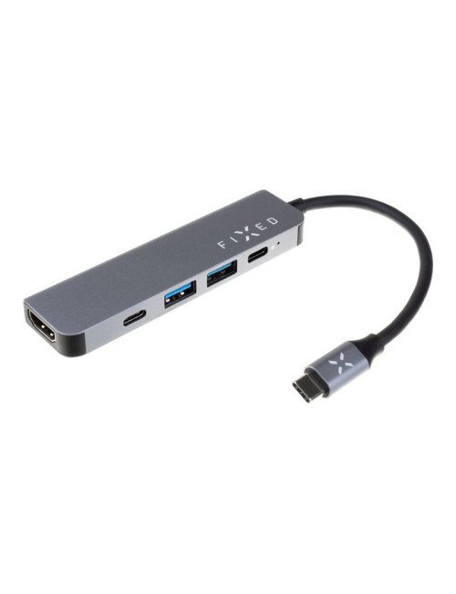 Fixed | 5-port USB-C HUB Mini for laptops and tablets | FIXHU-MN-GR | Gray