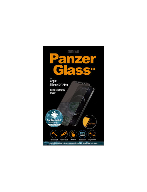 PanzerGlass | Apple | For iPhone 12/12 Pro | Glass | Black | Case Friendly | Privacy glass