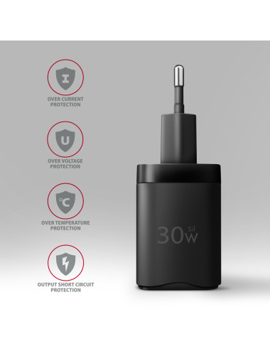 AXAGON Sil wallcharger 2x port (USB-A + USB-C), 30W | ACU-PQ30