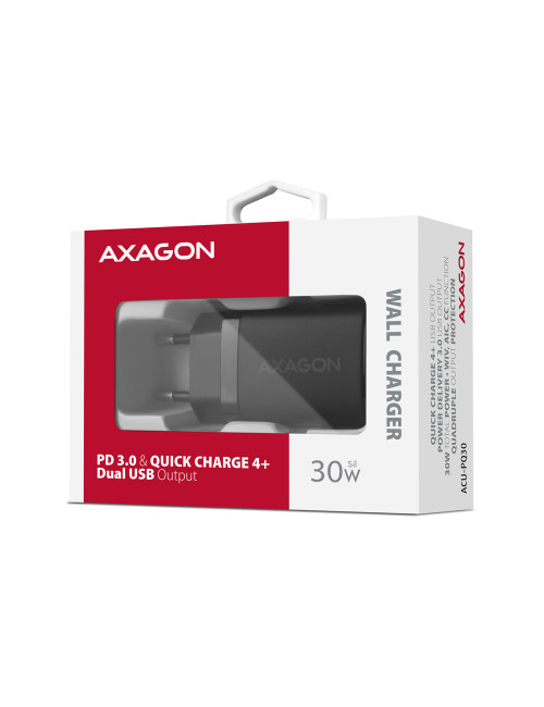 AXAGON Sil wallcharger 2x port (USB-A + USB-C), 30W | ACU-PQ30
