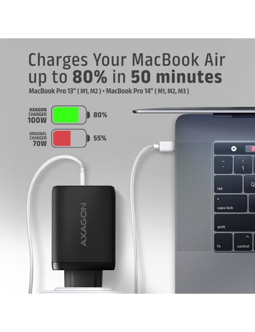 AXAGON GaN wallcharger, 3x port (USB-A + 2x USB-C), PD3.0/PPS/QC4+/SFC2.0/AFC/SCP/FCP/Apple, 100W | ACU-DPQ100