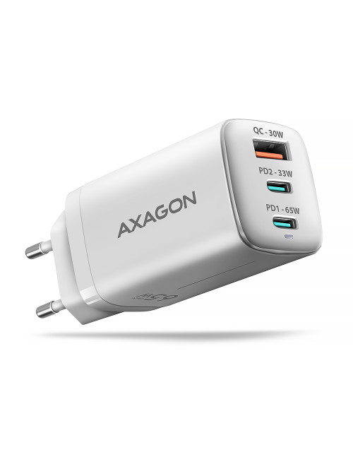AXAGON GaN wallcharger 3x port (USB-A + 2x USB-C), PD3.0/PPS/QC4+/SFC2.0/AFC/SCP/FCP/Apple, 65W | ACU-DPQ65W