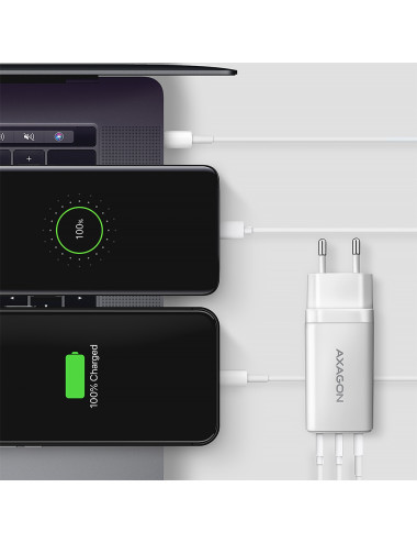 AXAGON GaN wallcharger 3x port (USB-A + 2x USB-C), PD3.0/PPS/QC4+/SFC2.0/AFC/SCP/FCP/Apple, 65W | ACU-DPQ65W