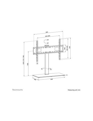 Neomounts DS45-430BL16 TV stand 1 screen - 37-70" - 0-40 kg - VESA 200x200-600x400 - height adjustment 11,6 cm - 70 swivel - bla