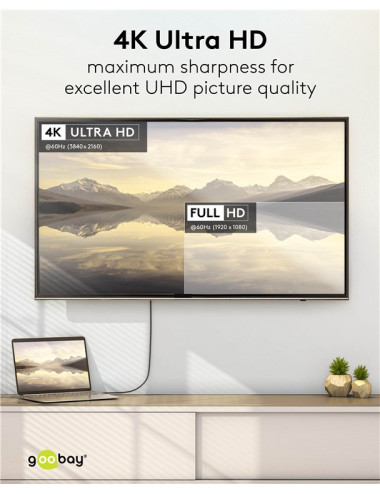 Goobay USB-C to DisplayPort Cable 4K at 60 Hz, 1 m | 75704