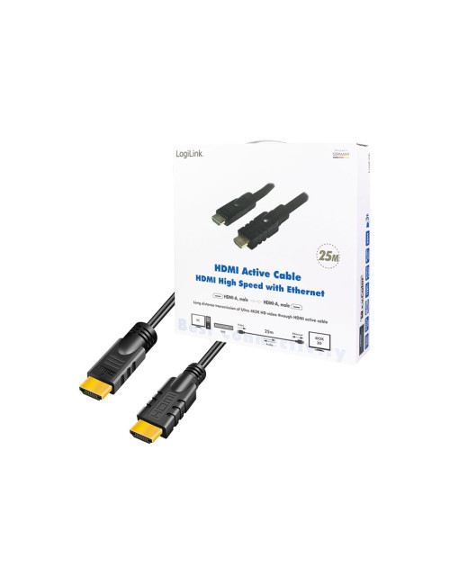 Logilink CHA0025 HDMI Cable, Active, M/M, 25m, black | Logilink | Black | HDMI to HDMI | 25 m