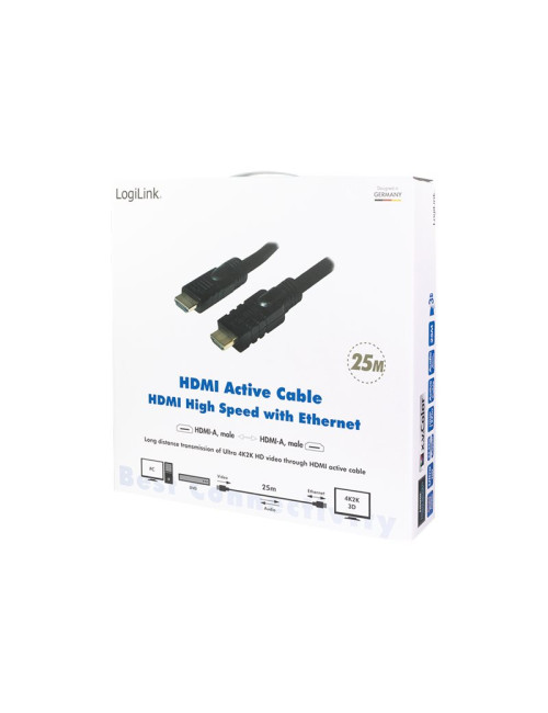Logilink CHA0025 HDMI Cable, Active, M/M, 25m, black | Logilink | Black | HDMI to HDMI | 25 m