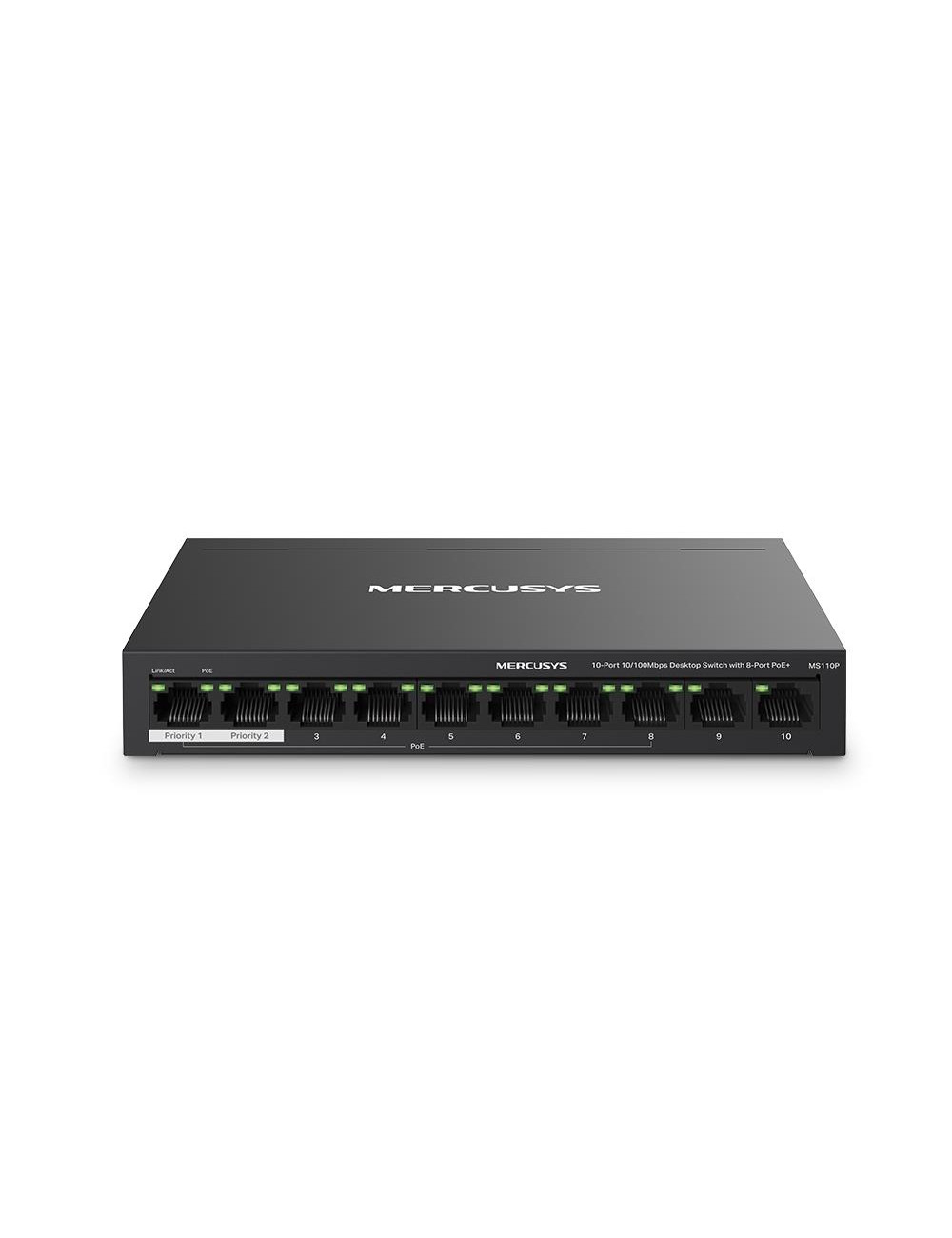 Switch|MERCUSYS|Desktop/pedestal|10x10Base-T / 100Base-TX|PoE+ ports 8|MS110P