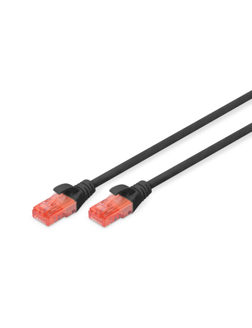 CAT 6 U-UTP | Patch cord | PVC AWG 26/7 | Black | 2 m | Modular RJ45 (8/8) plug
